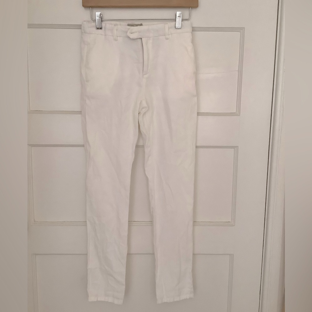 ZARA  Boys Linen Dress Pants Sz 10 Yrs (140cm) White Natural linen cotton blend